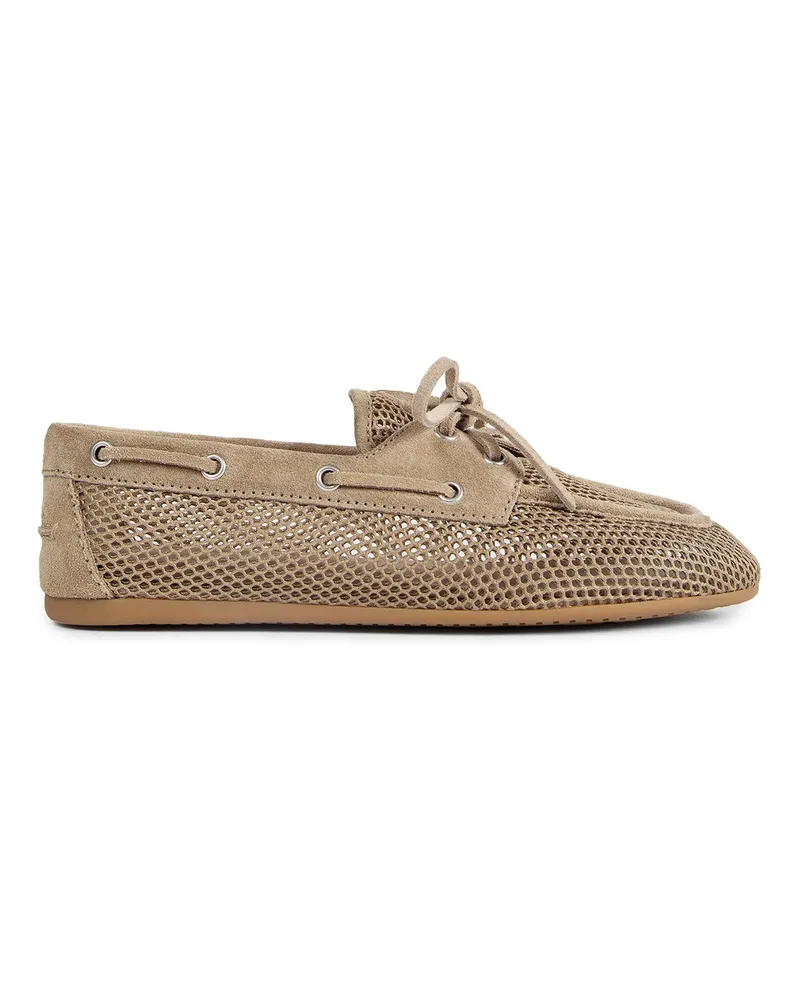 Miu Miu Mesh And Suede Loafers Beige