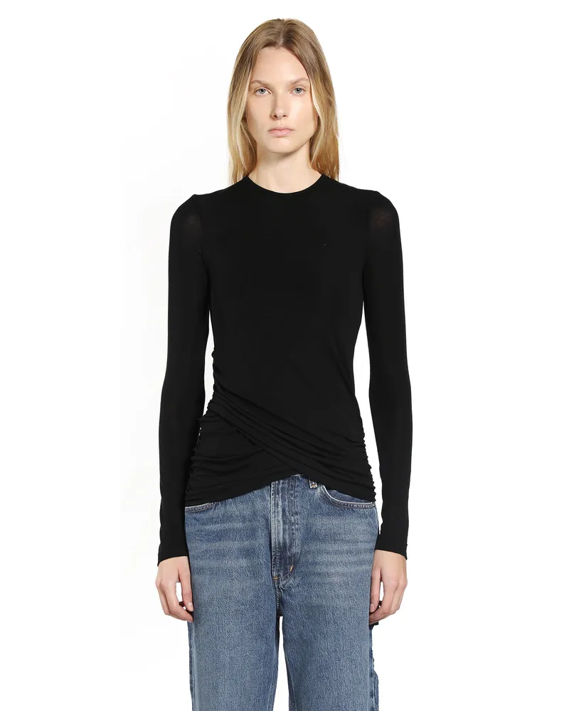 AGOLDE WOMAN BLACK T-SHIRTS & TANK TOPS Black