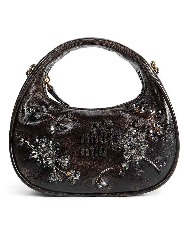 Miu Miu Wander Embroidered Mini Bag Brown