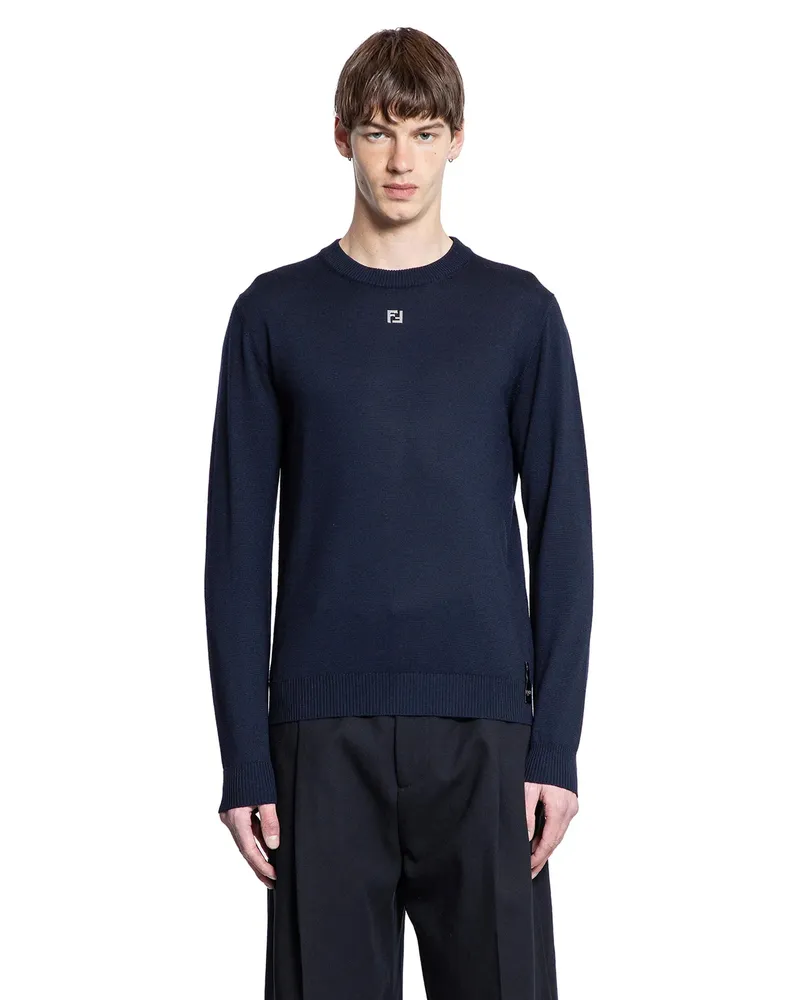 Fendi FF Lightweight Wool Sweater Blue