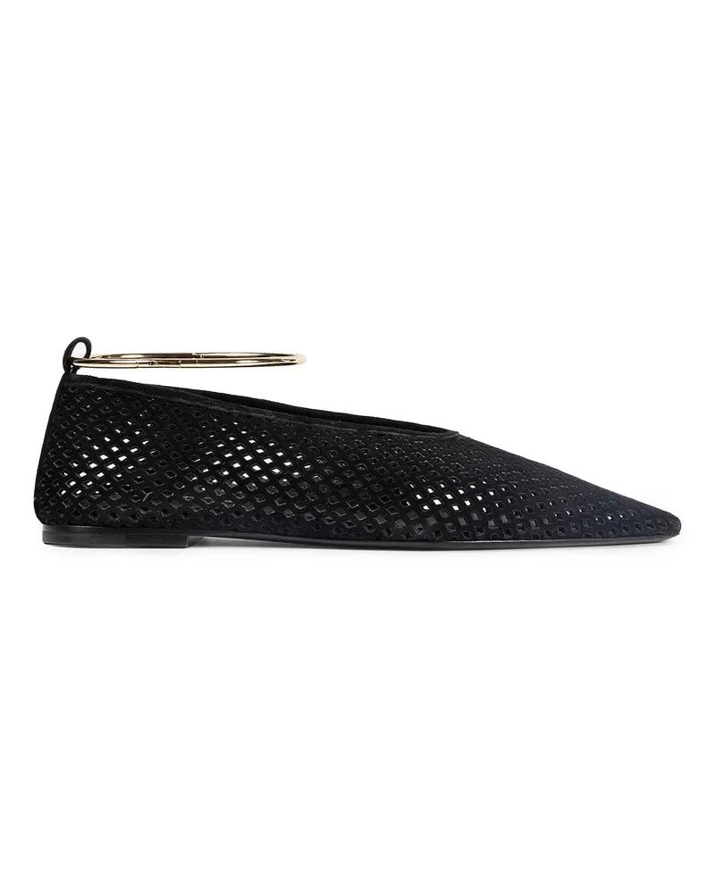 Jil Sander Perforated Suede Ballerina Black