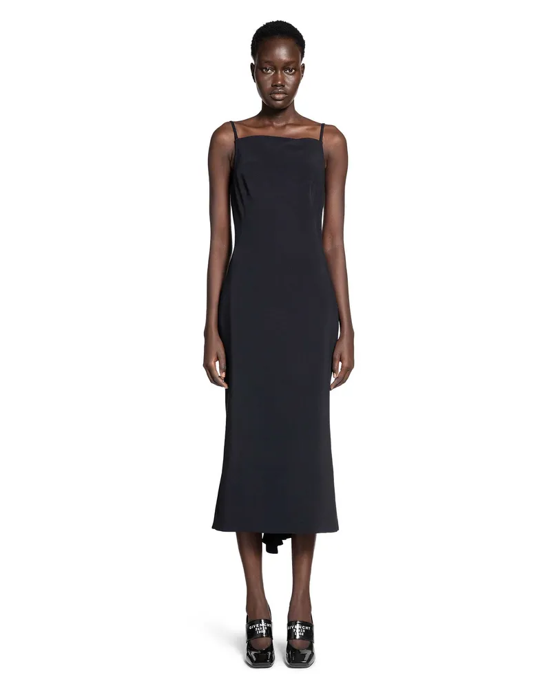 Givenchy Sliced Midi Dress in Crepe Cady Black