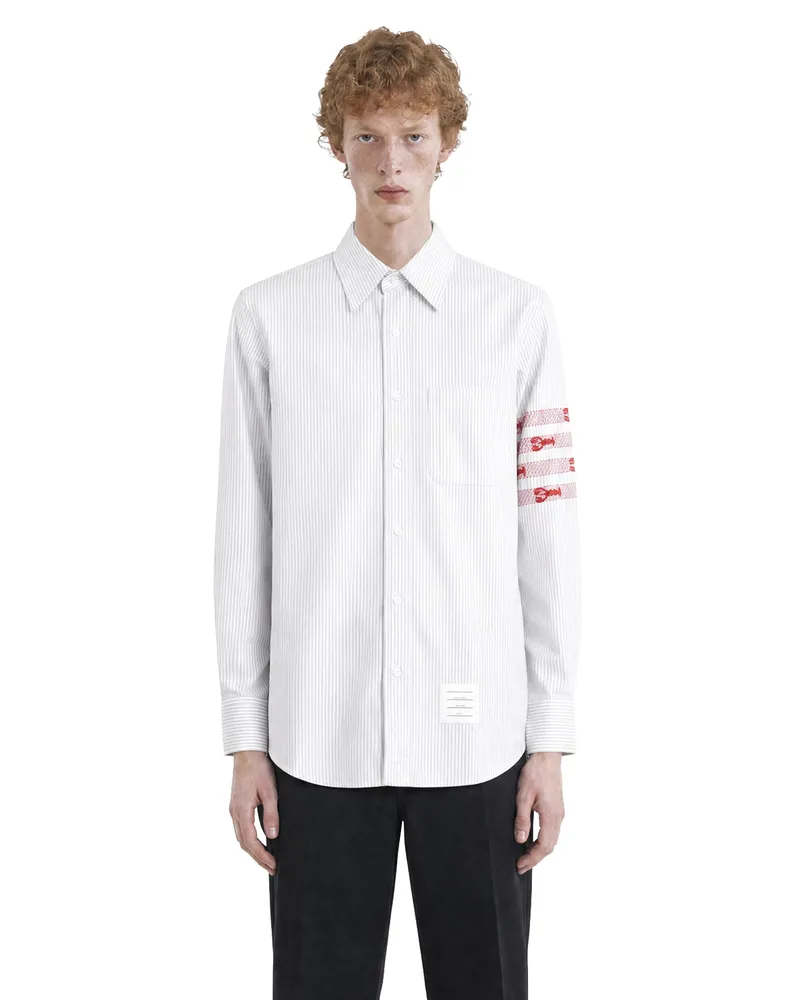Thom Browne Uni Stripe Lobster Bar Shirt Grey