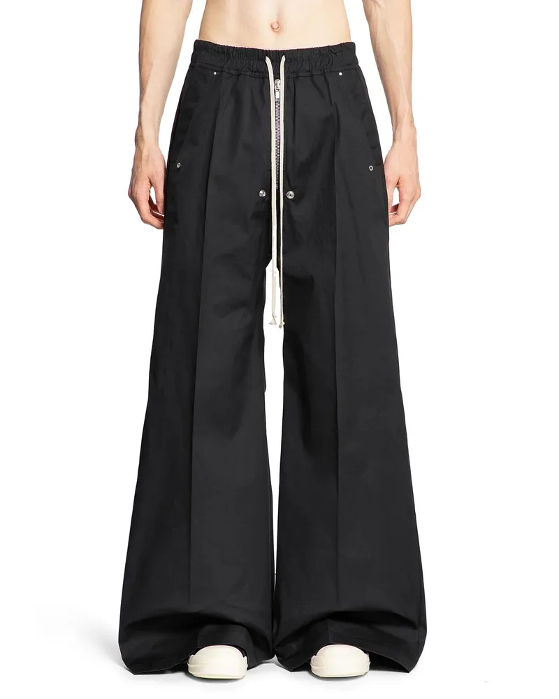 Rick Owens Porterville Wide Bela Pants in Heavy Cotton Poplin Black