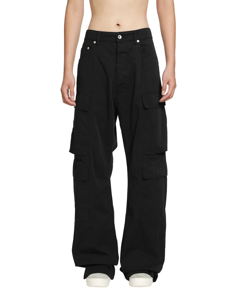 DRKSHDW by Rick Owens Tower Double Cargo Jeans in Cotton Twill Black