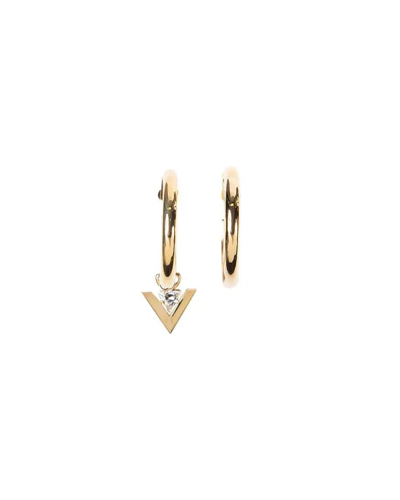Valentino Garavani Je les V Metal and Crystal Hoop Earrings Gold