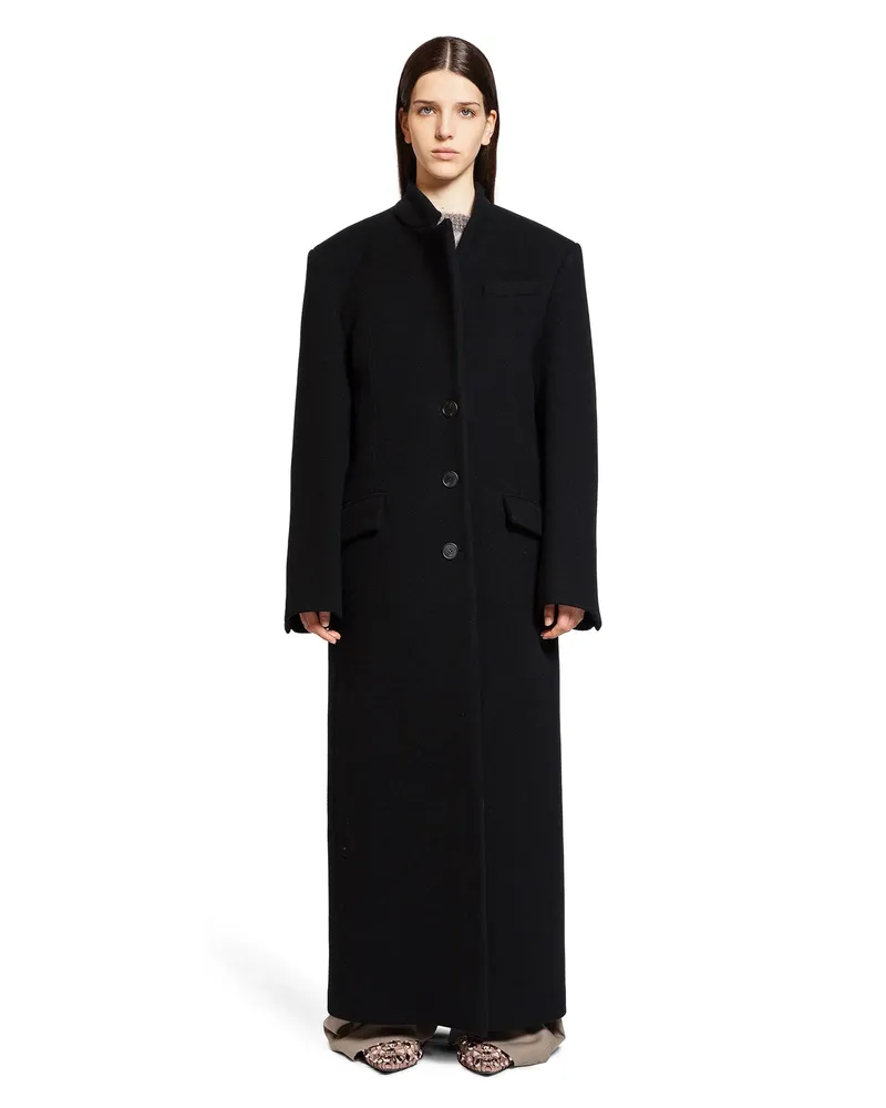 ATTICO Long Coat in Twill Cloth Black
