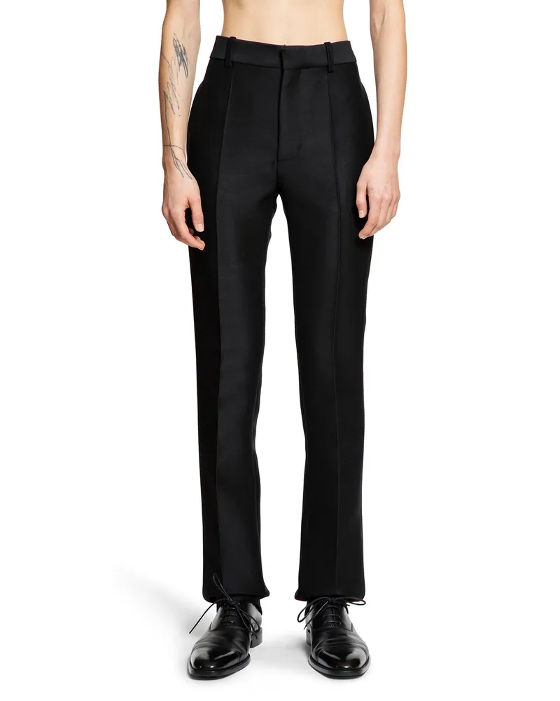 Loewe Wool Silk Tailored Trousers Black