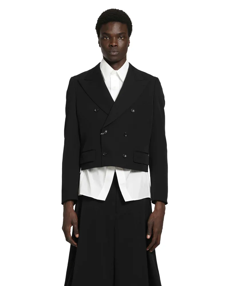 Comme des Garçons Cropped Double-Breasted Blazer Black