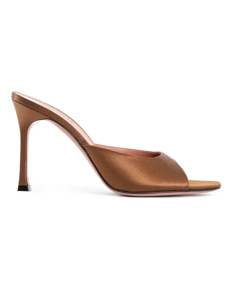 Amina Muaddi Alexa Satin 95 Mules Brown