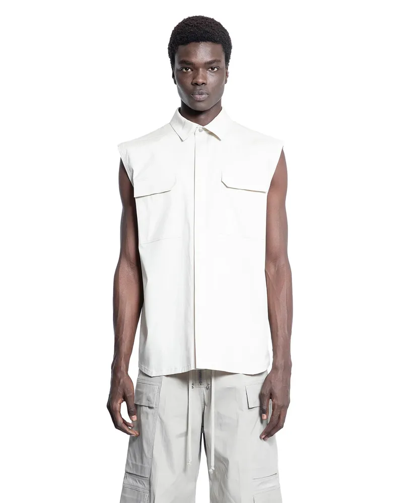 Rick Owens Hollywood Sleeveless Jumbo Shirt White
