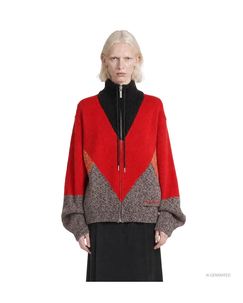 Marni M'' Wool Cashmere Jacket Red