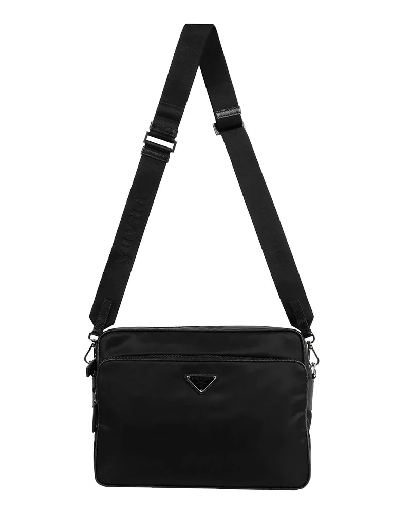 Prada Re-Nylon and Leather Crossbody Bag Black