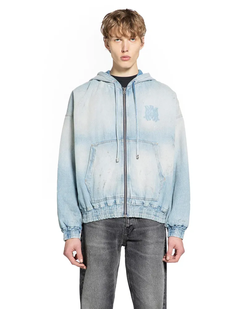 Amiri MA Denim Zip-Up Hoodie Blue