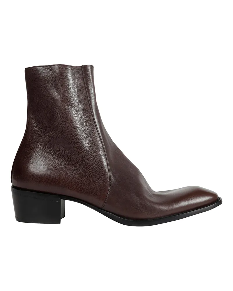 Saint Laurent Stanton Ankle Boots Brown