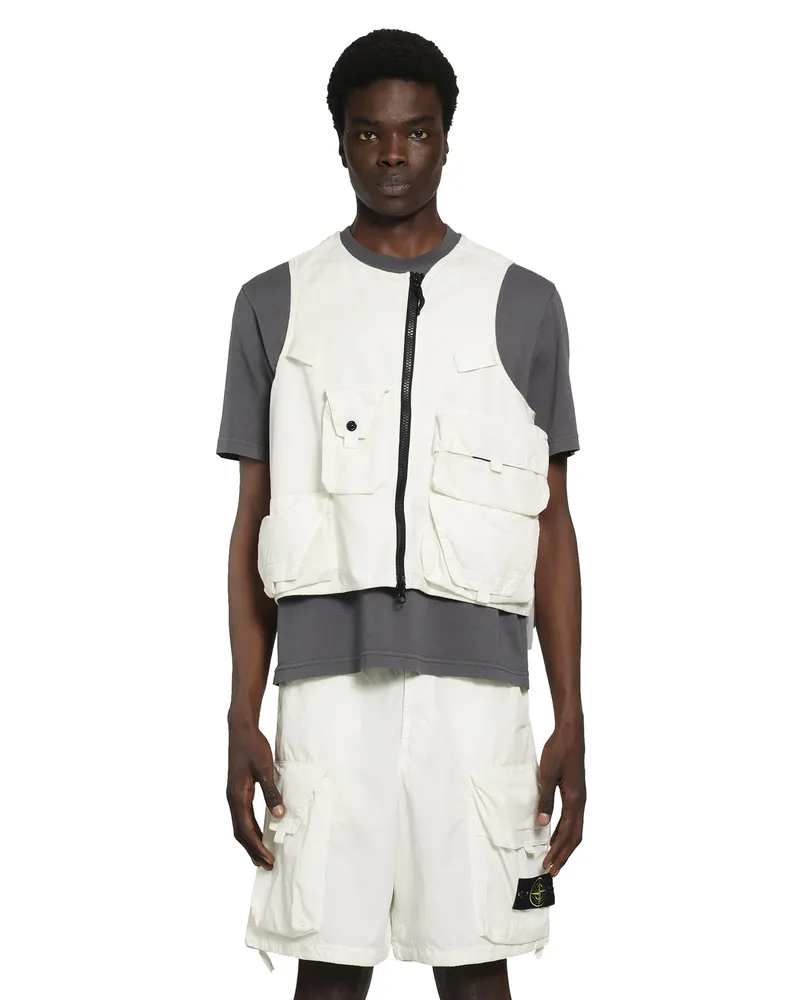 Stone Island Cropped Utility Vest Off-white