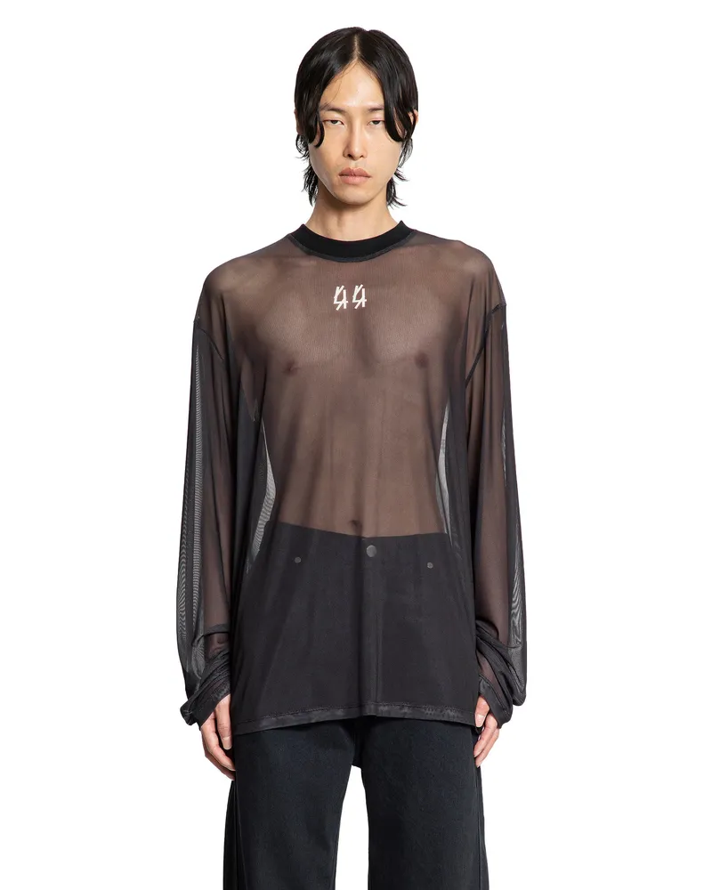 44 LABEL GROUP 44 Long Sleeve Mesh T-Shirt Black