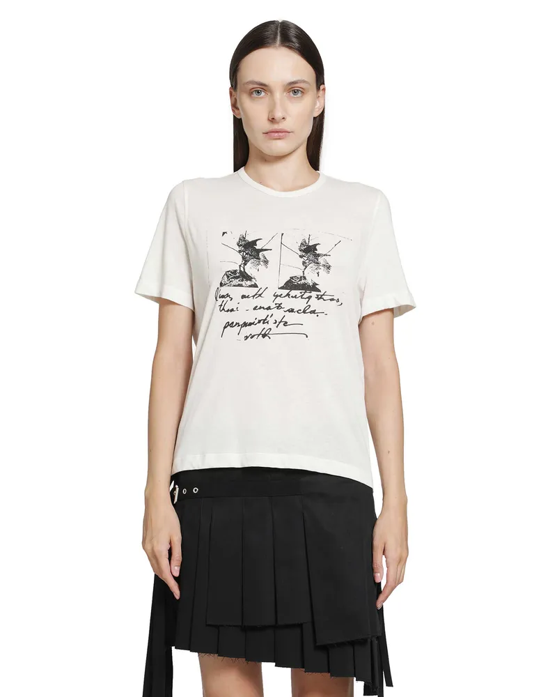 Ann Demeulemeester Fanie ''Birds Postcard'' Standard T-Shirt Off-white