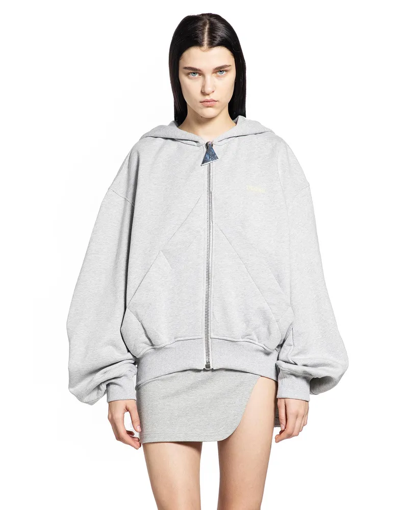 ATTICO Double American Fleece Zip-up Hoodie Grey