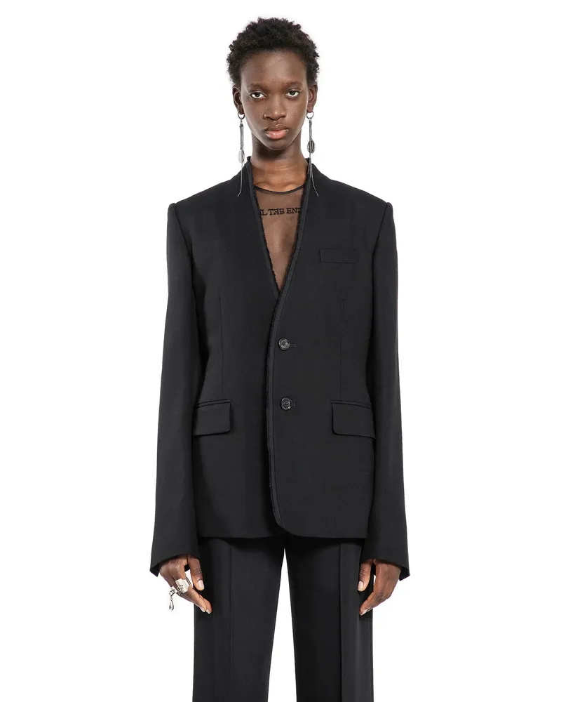 Ann Demeulemeester Sady Collarless Blazer Black