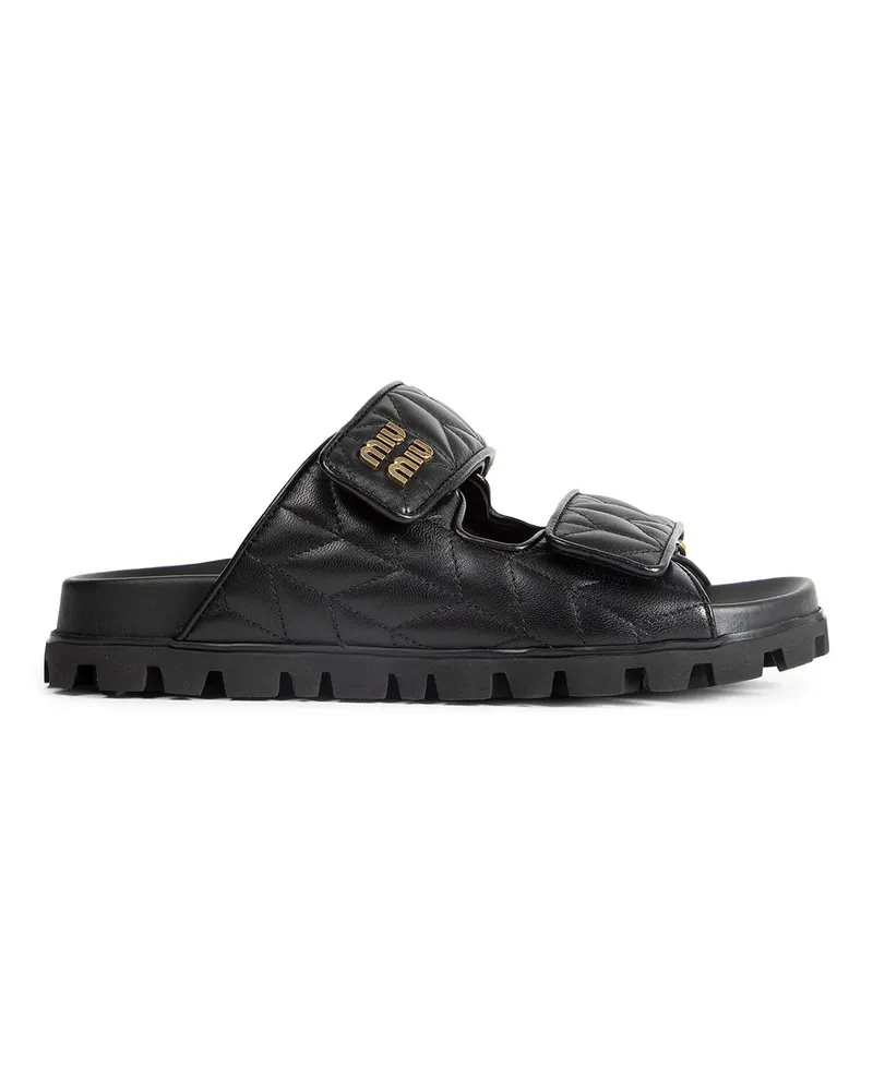 Miu Miu Matelassé Nappa Leather Slides Black
