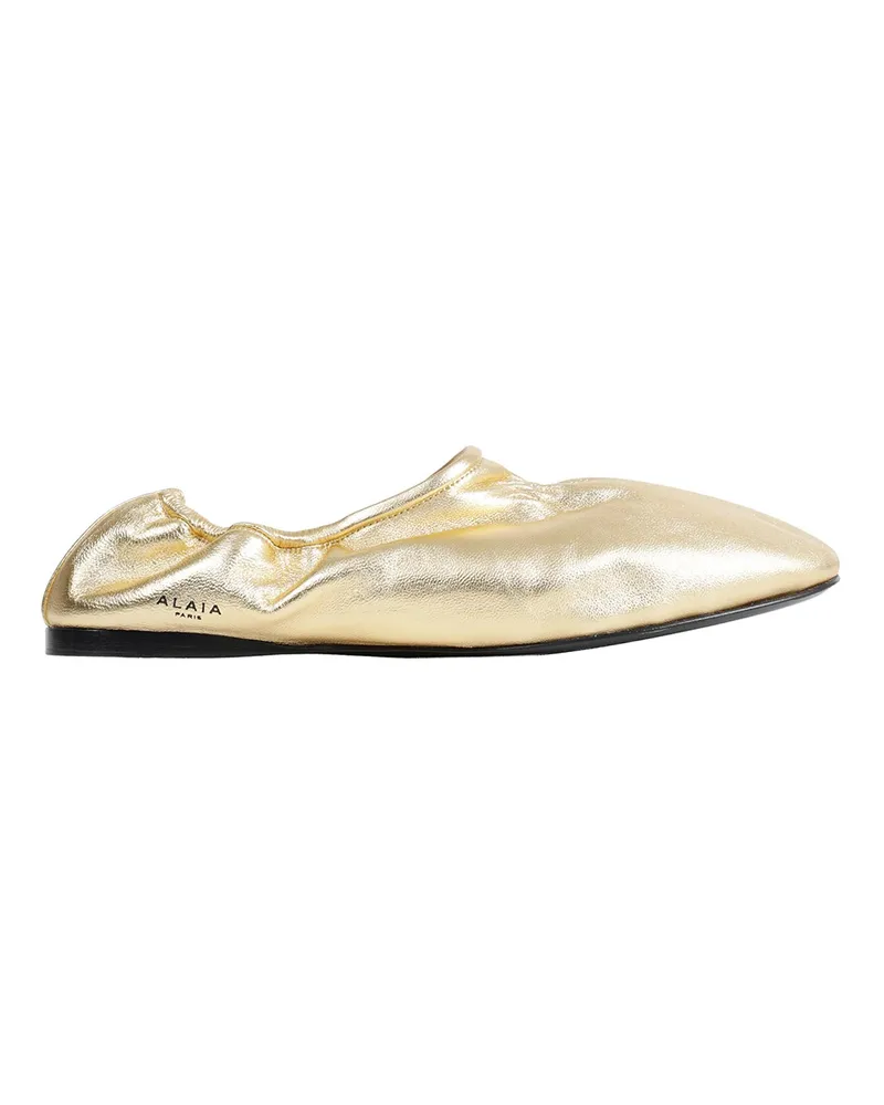 Alaïa Supple Leather Slippers Gold