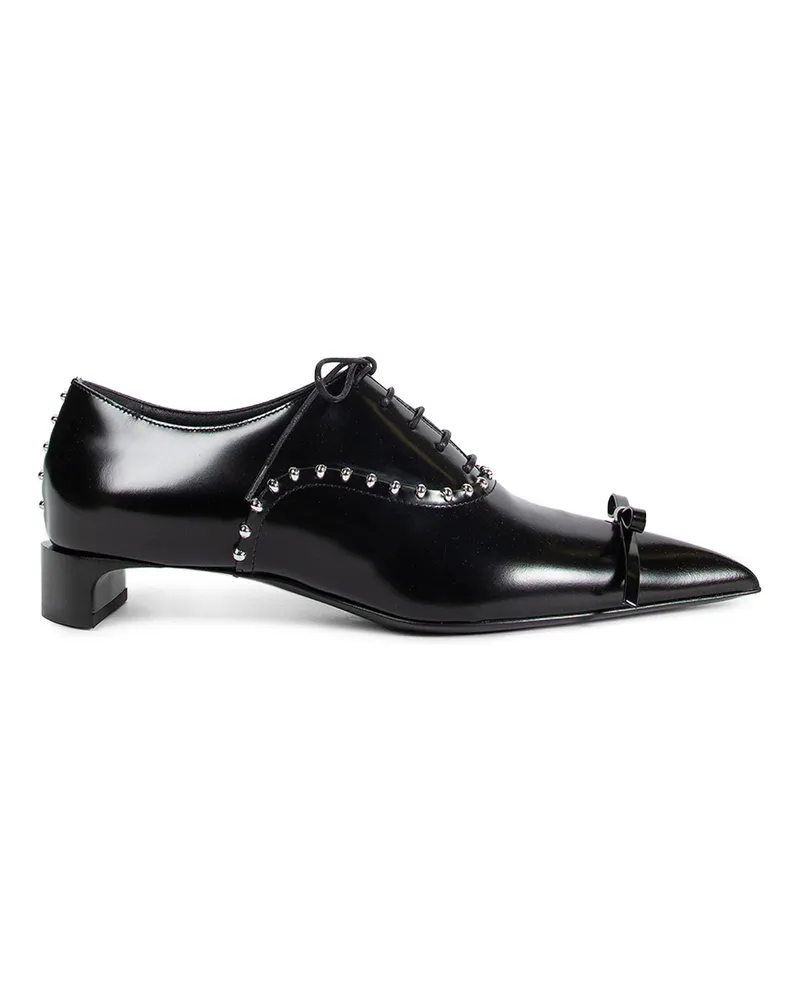 Jil Sander Pointed Leather Lace-up Pumps Black