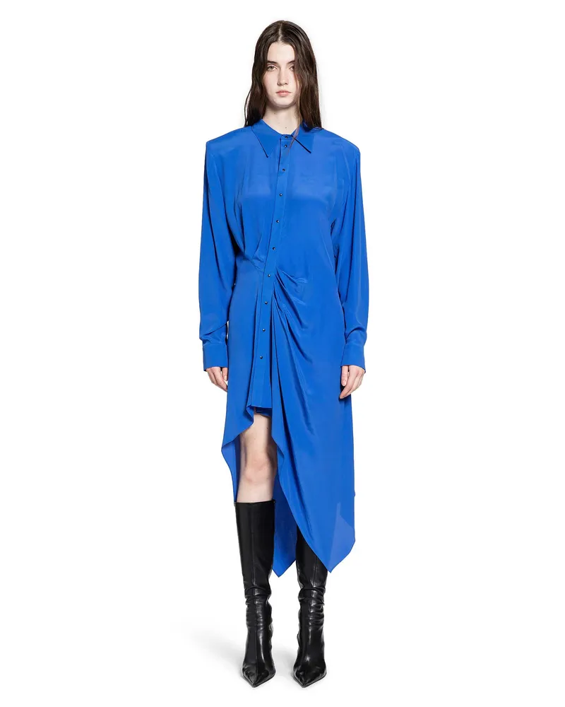 Thierry Mugler Asymmetric Shirt Dress Blue