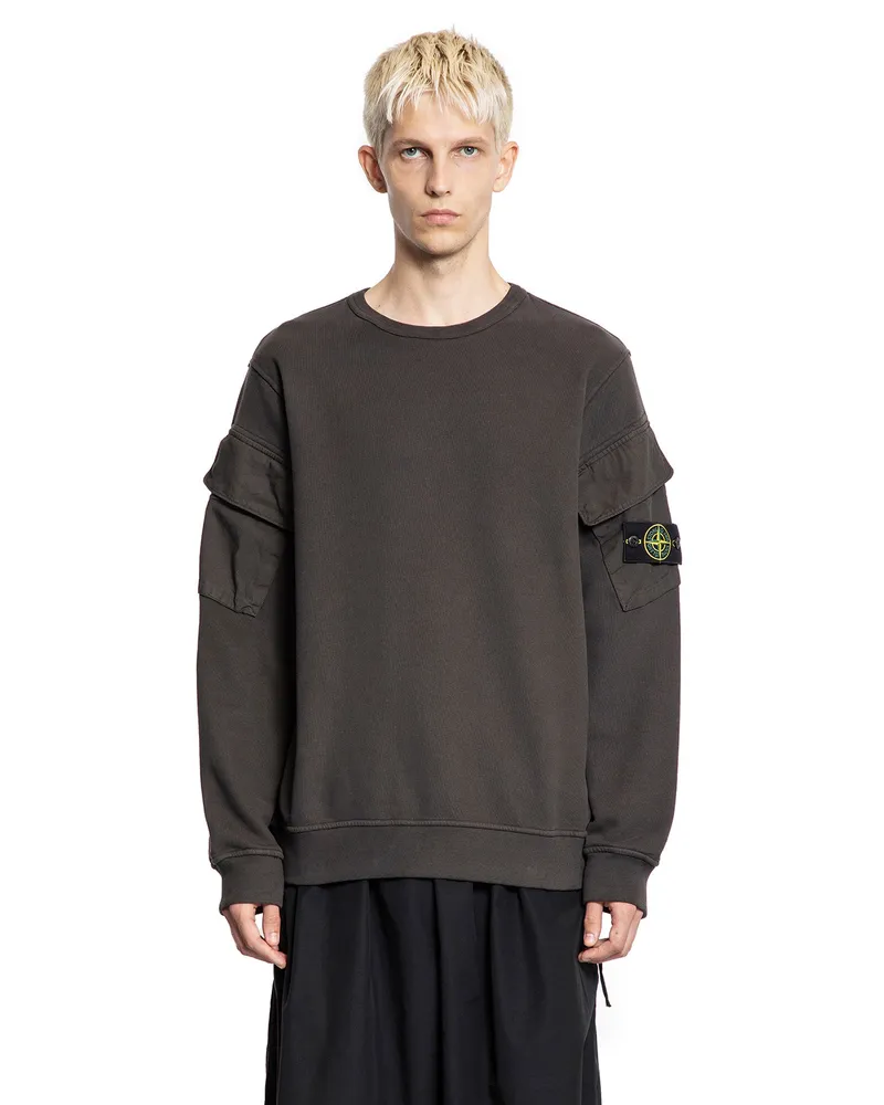 Stone Island 6100008 Brushed Organic Cotton Fleece Sweatshirt Grey