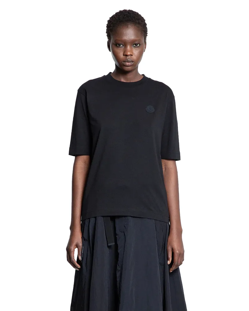 Moncler WOMAN BLACK T-SHIRTS & TANK TOPS Black