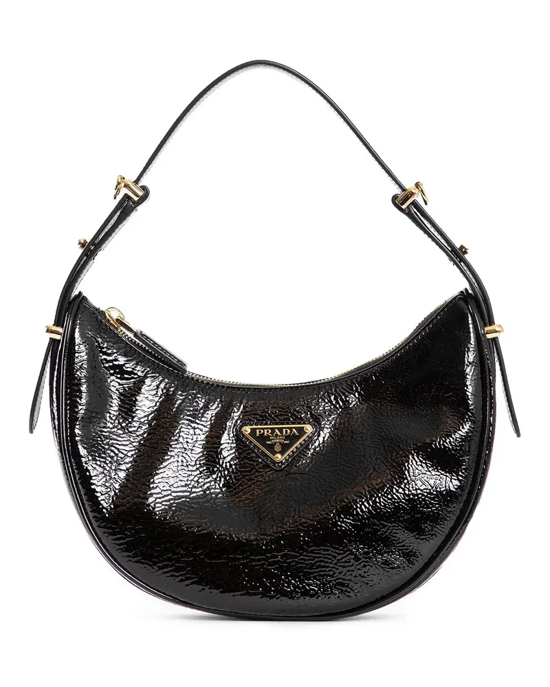 Prada Arqué naplak patent leather shoulder bag Black