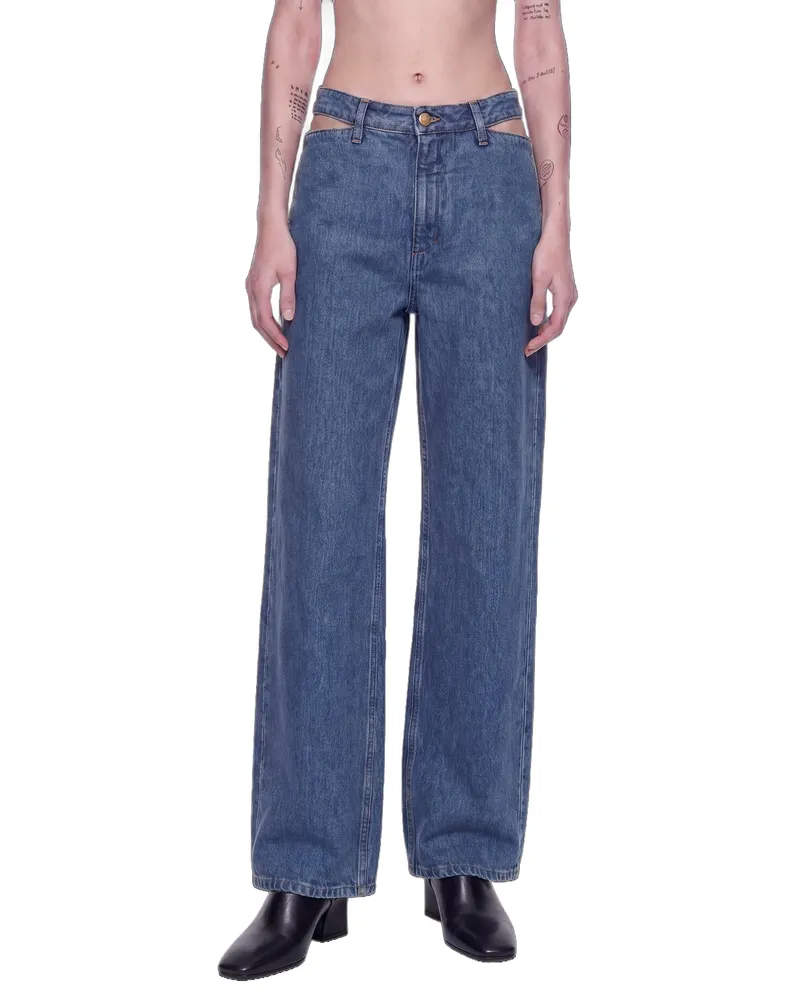 Jil Sander Cut-Out 5 Pocket Jeans Blue