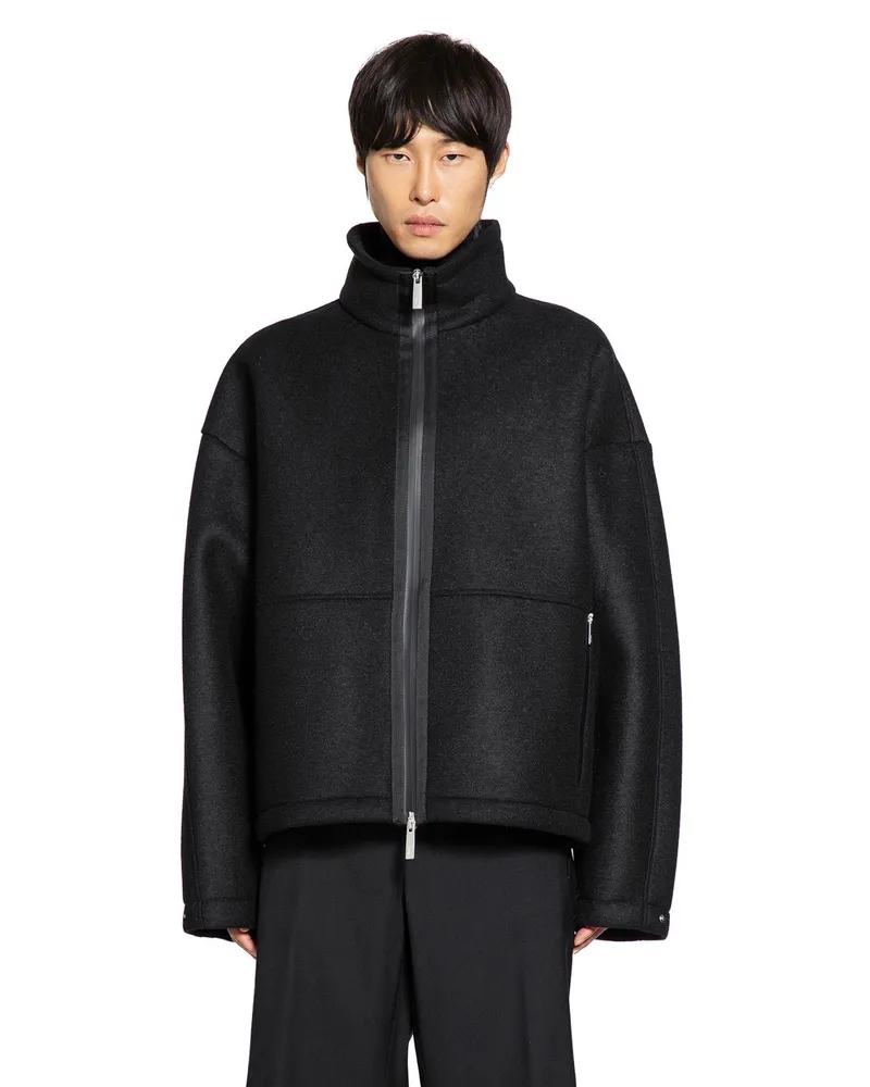 Herno Felt Zip-Up Jacket Black