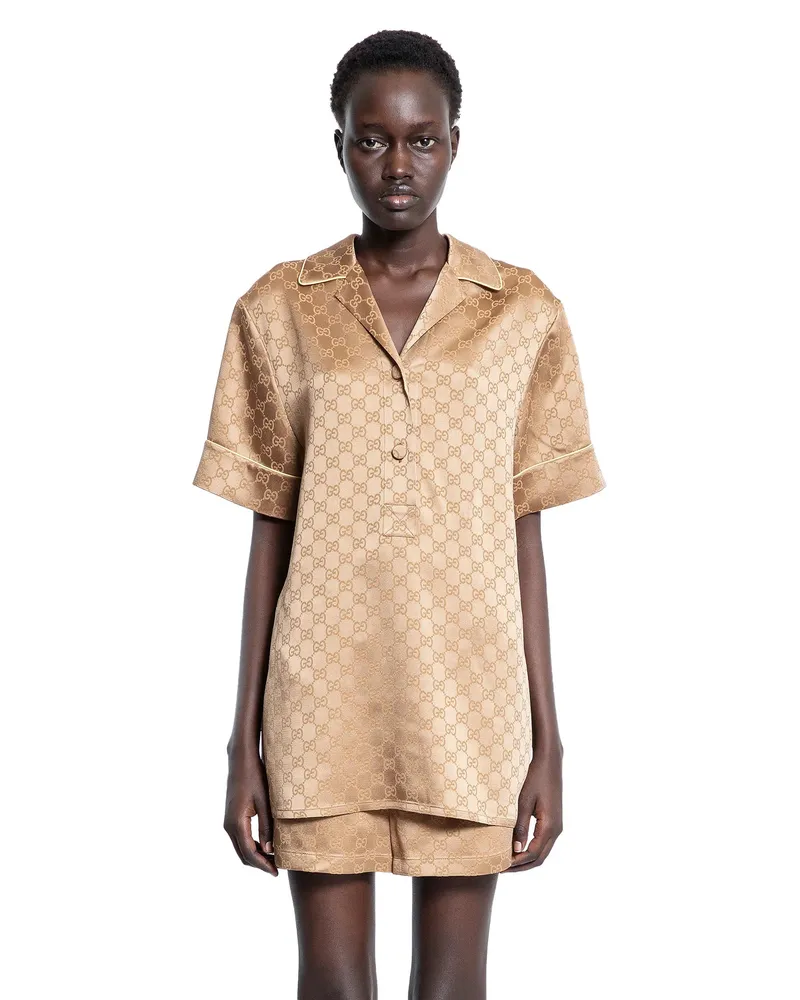 Gucci GG Satin Shirt Brown