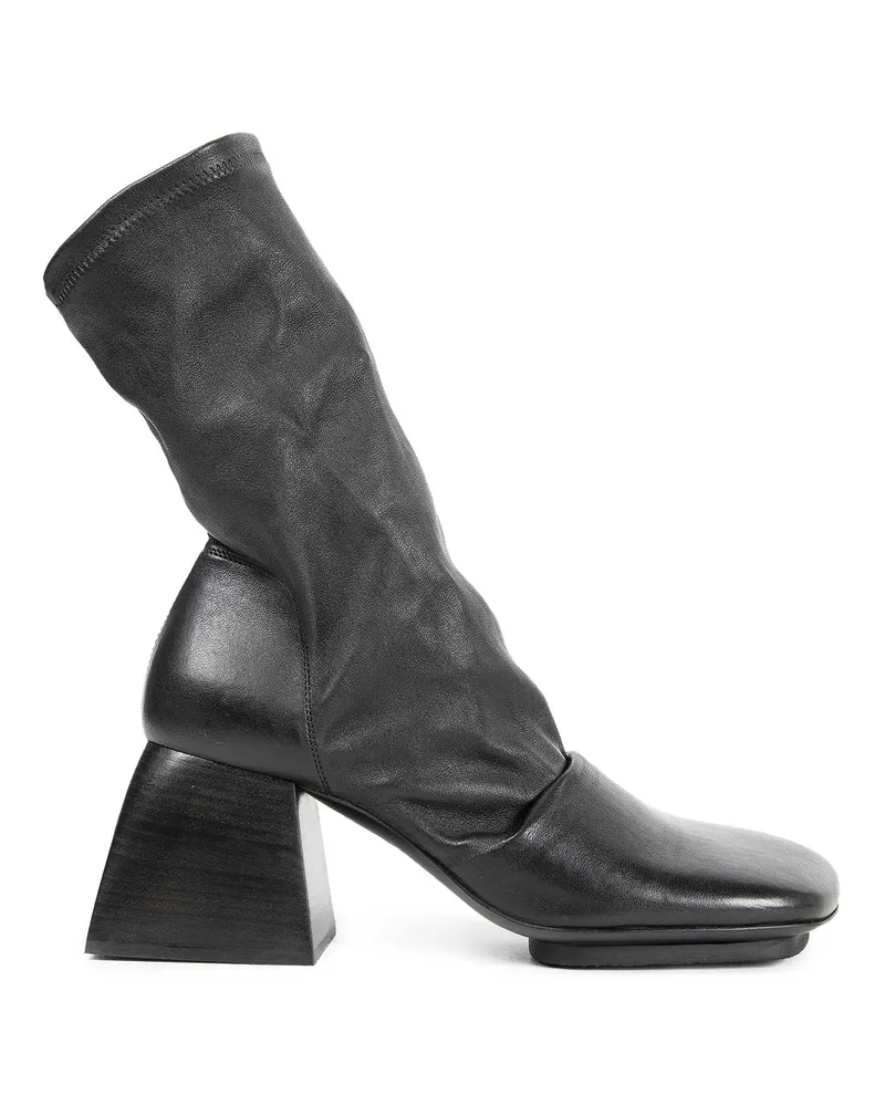 Uma Wang Stretch Leather Ankle Boots Black