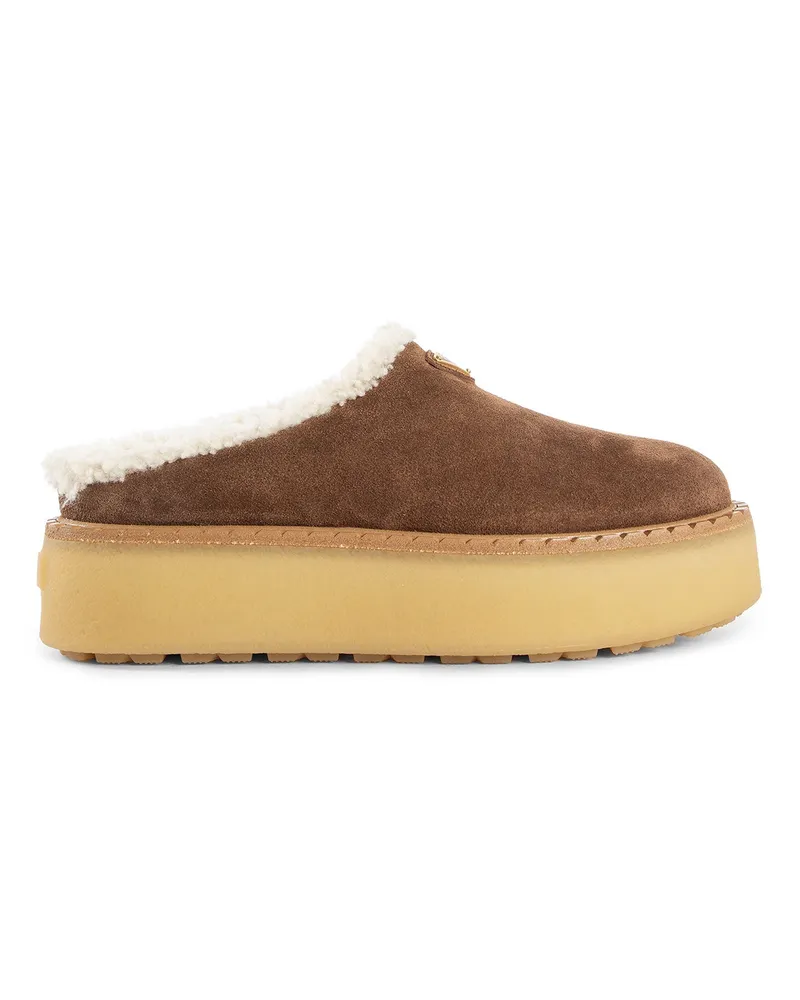 Prada Evolve Slippers in Suede Brown