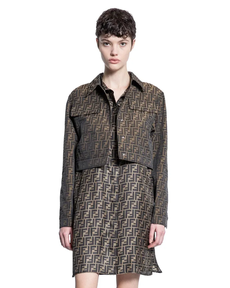 Fendi Cropped FF Canvas Blouson Brown