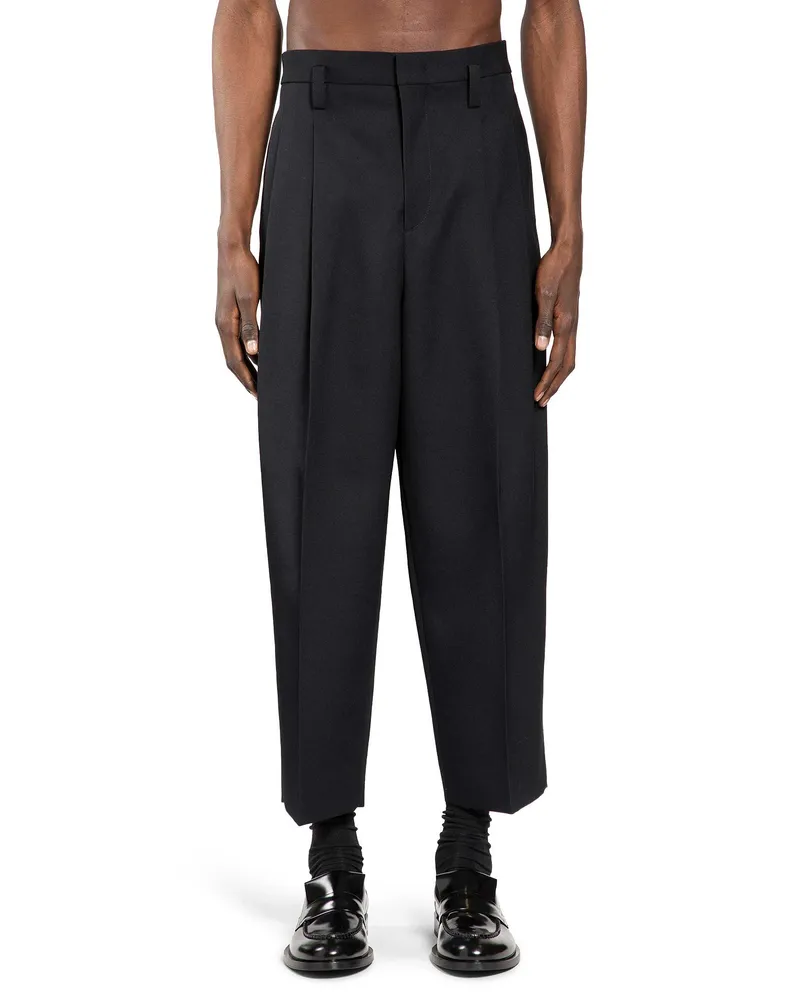 Jil Sander Wool Gabardine Tapered Trousers Black