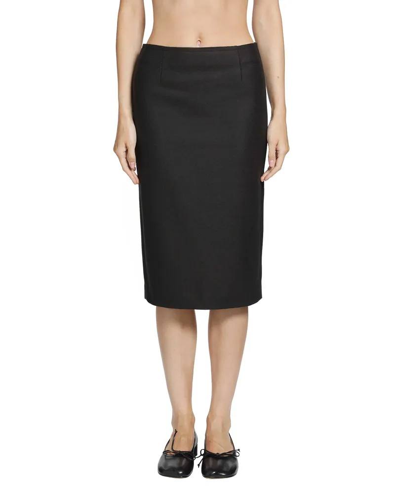Maison Margiela Wool Midi Skirt Black