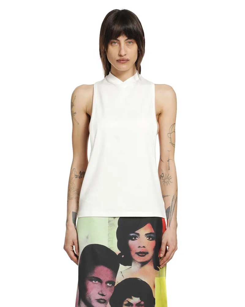 Versace Stretch Cotton Jersey Vintage Tank Top White