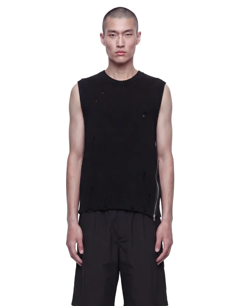 Undercover Distressed Knitted Vest Black