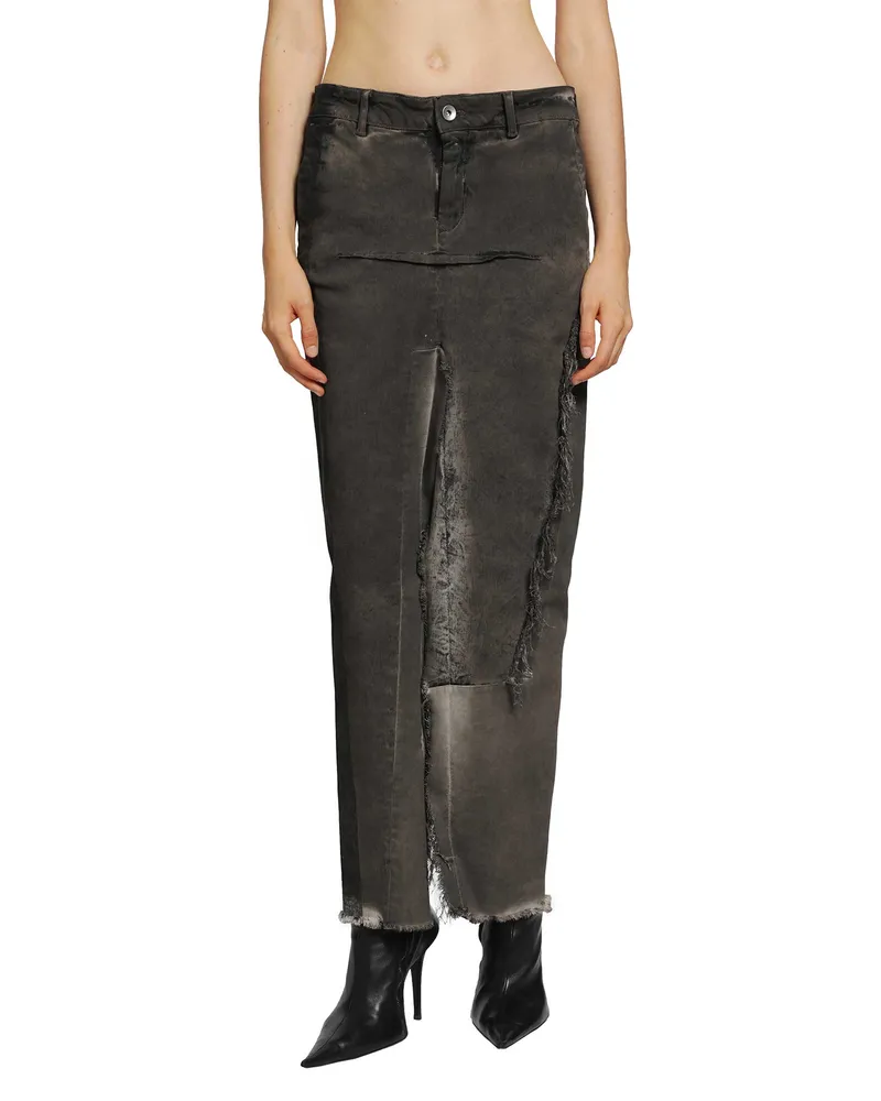 Rick Owens Tower Denim Sliced Skirt Grey