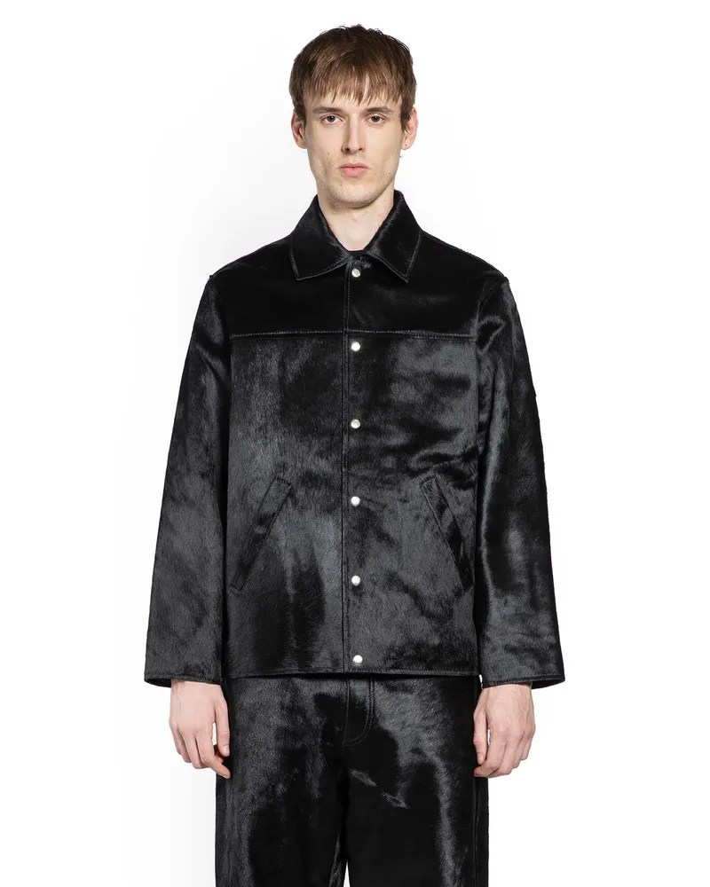 Sunflower Cowhide Coach Jacket Black