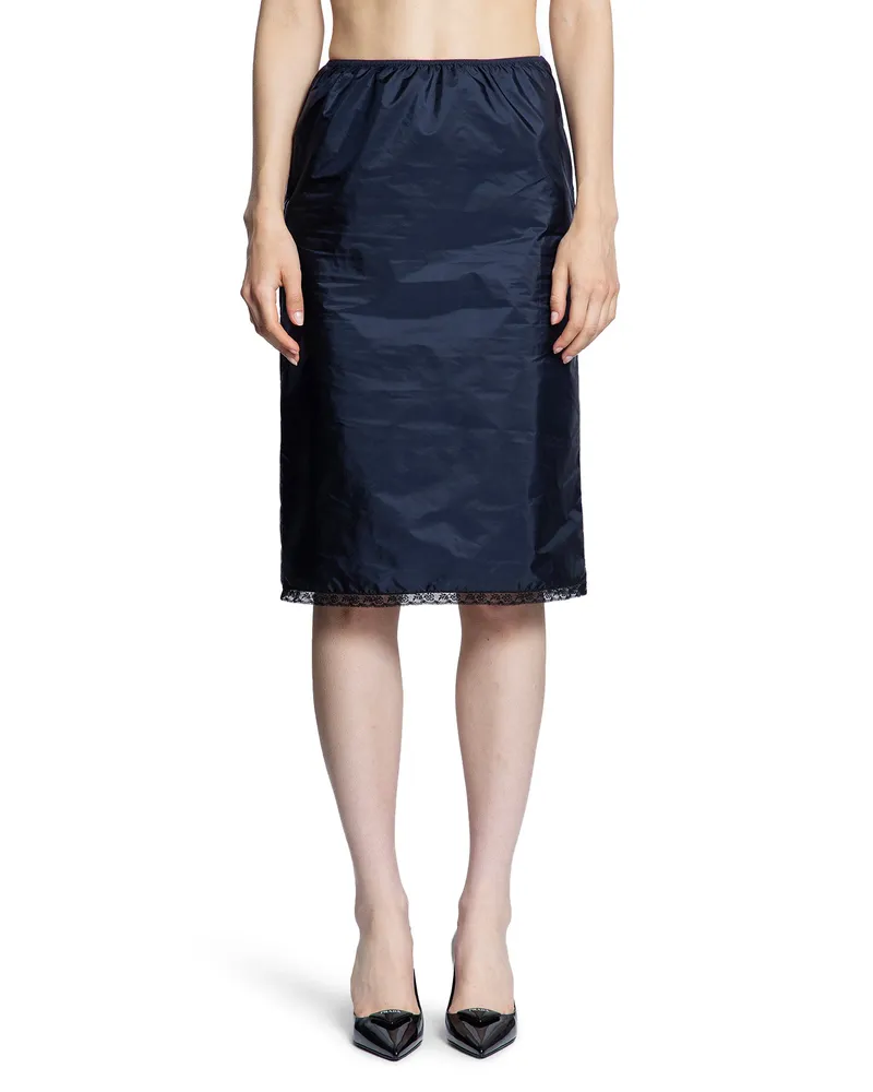 Prada Satin and Lace Skirt Blue