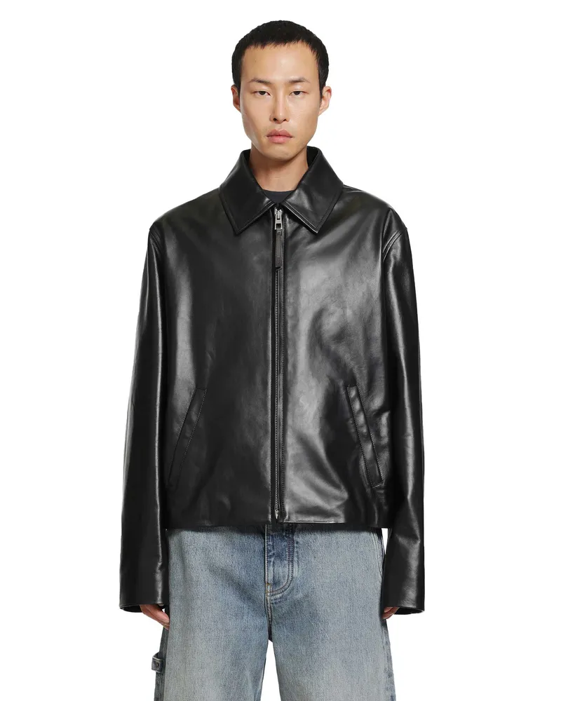 Loewe Zip-Up Jacket in Lambskin Black