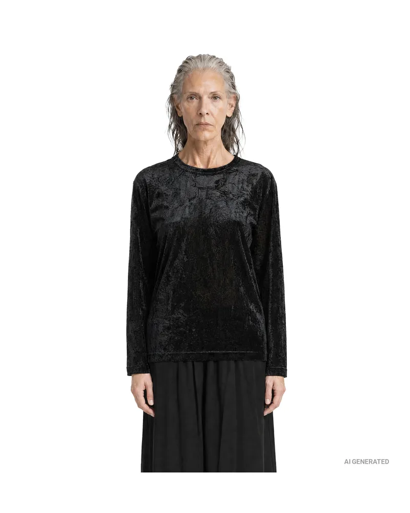 Comme des Garçons Coated Lace Long Sleeve Top Black