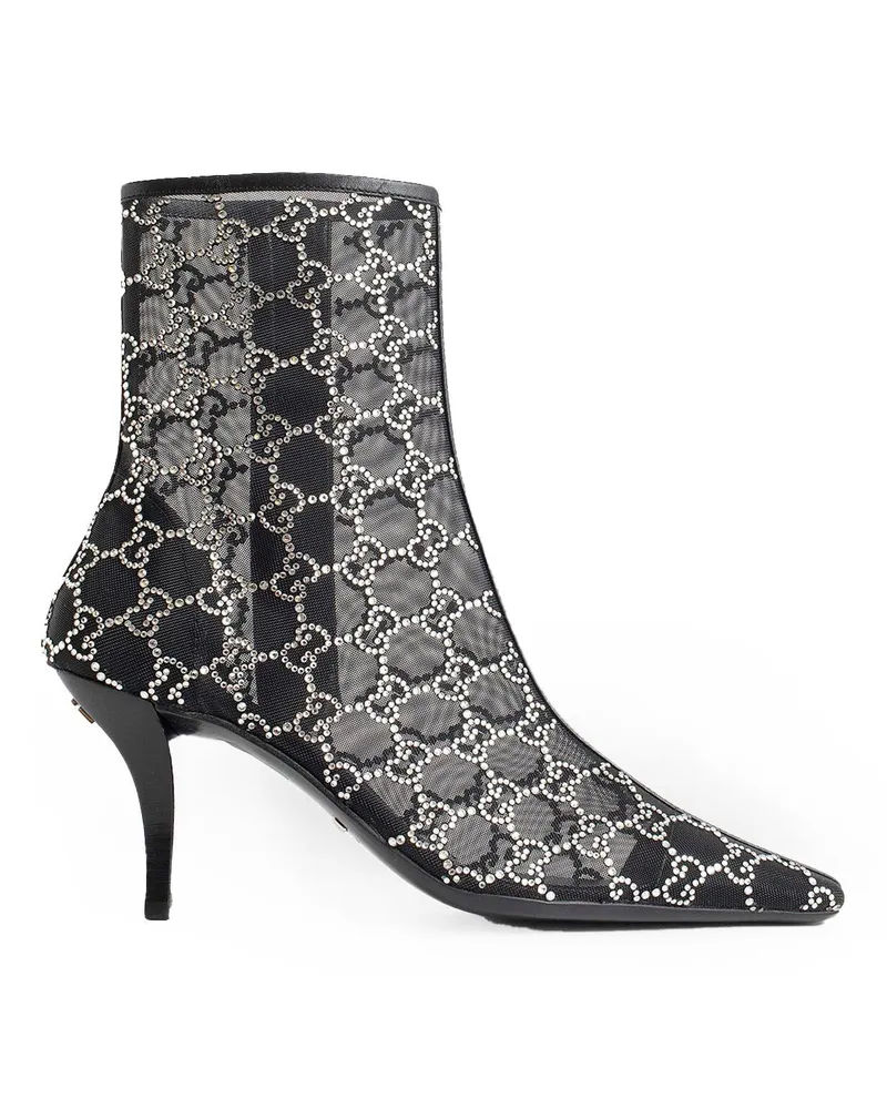 Gucci GG Crystal Mesh Ankle Boots Black