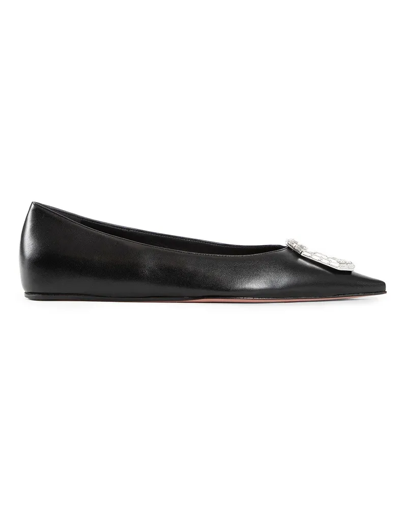 Amina Muaddi Camelia Nappa Flats Black