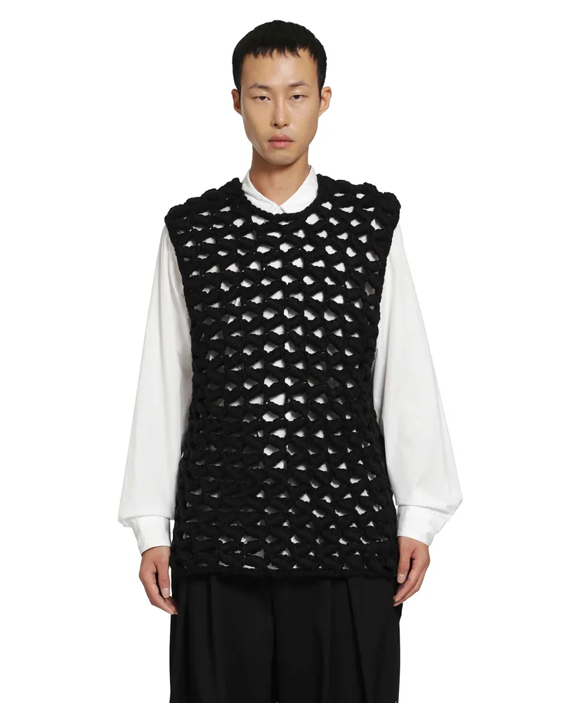 Comme des Garçons Crochet Knit Vest Black