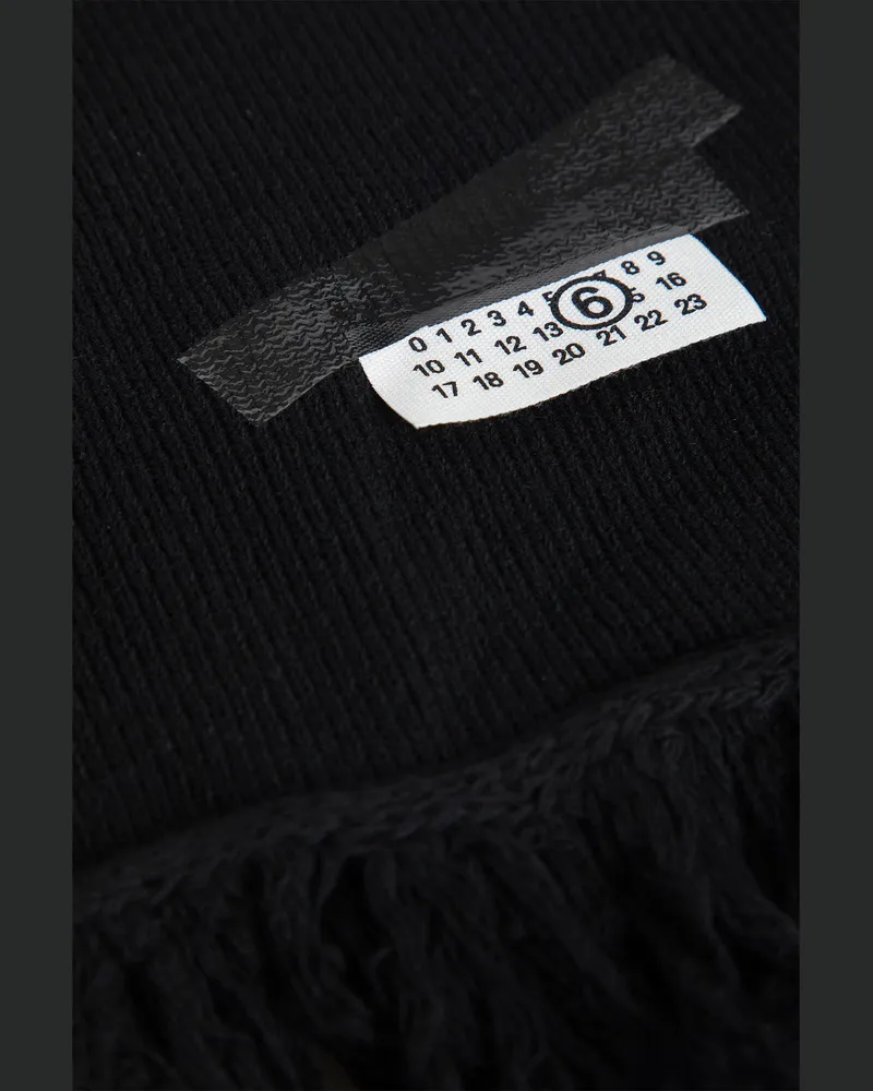 Maison Margiela Ribbed Knit Wool Scarf Black